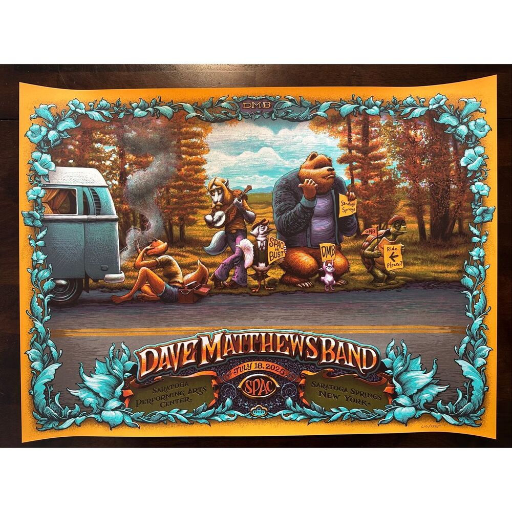 Dave Matthews Band SPAC N1 Hitchhiking Animals Poster 7/18/25 Winters NEW